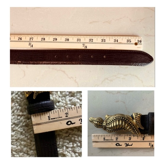 “RARE” CARLISE LEATHER BELT WITH METAL ALLIGATOR BUCKLE - MEDIUM - Picture 10 of 11